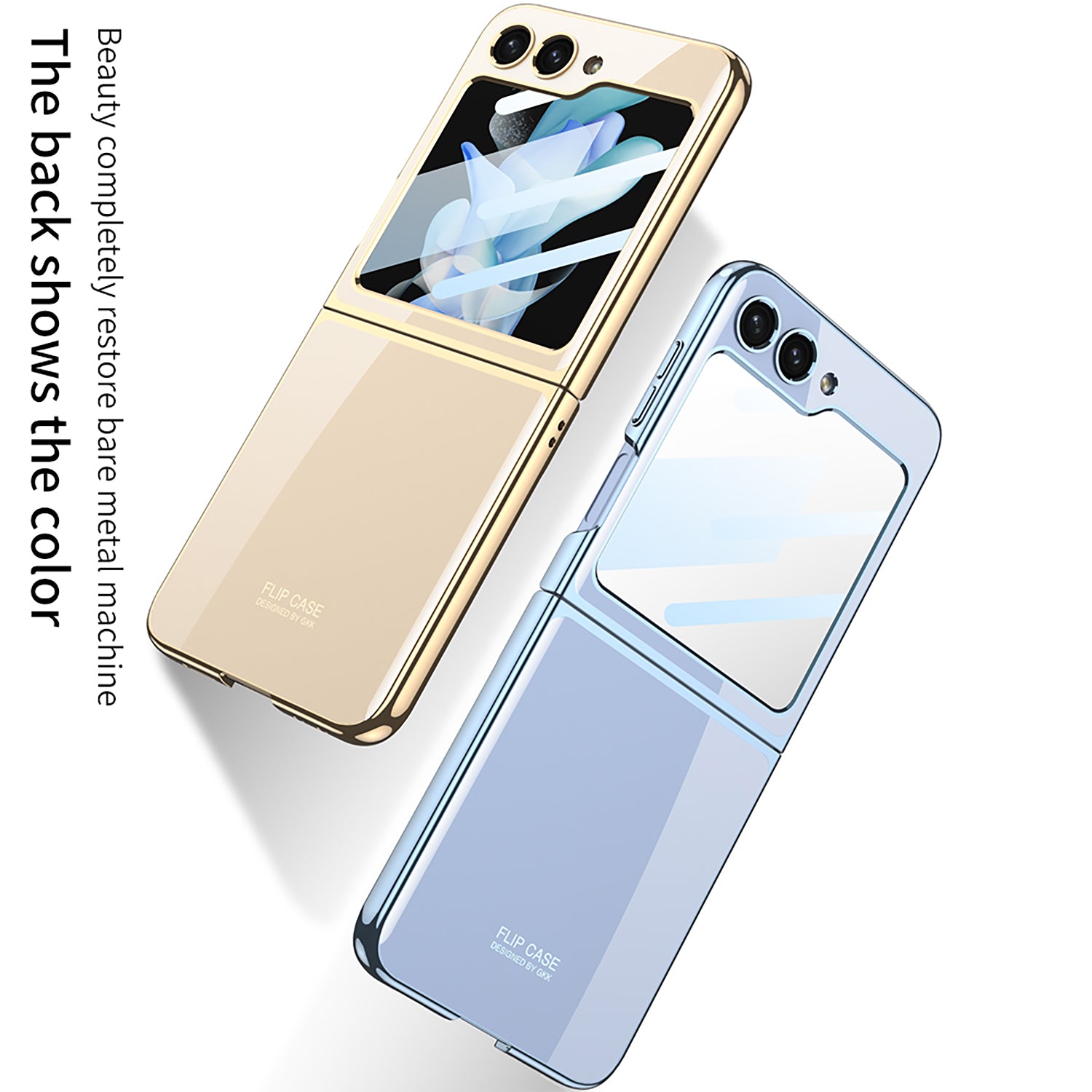 GKK For Samsung Galaxy Z Flip5 5G Folding Phone Cover Shell Electroplating Plastic Phone Case with Tempered Glass Screen Film GKK For Samsung Galaxy Z Flip5 5G Folding Phone Cover Shell Electroplating Plastic Phone Case with Tempered Glass Screen Film